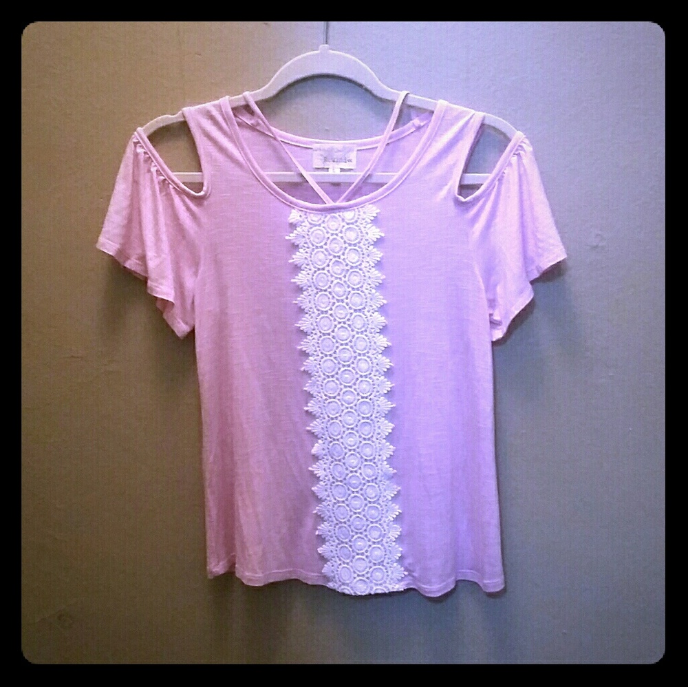 Girls Cold Shoulder top Pink